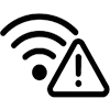 A WiFi symbol with an emergency symbol next to it.